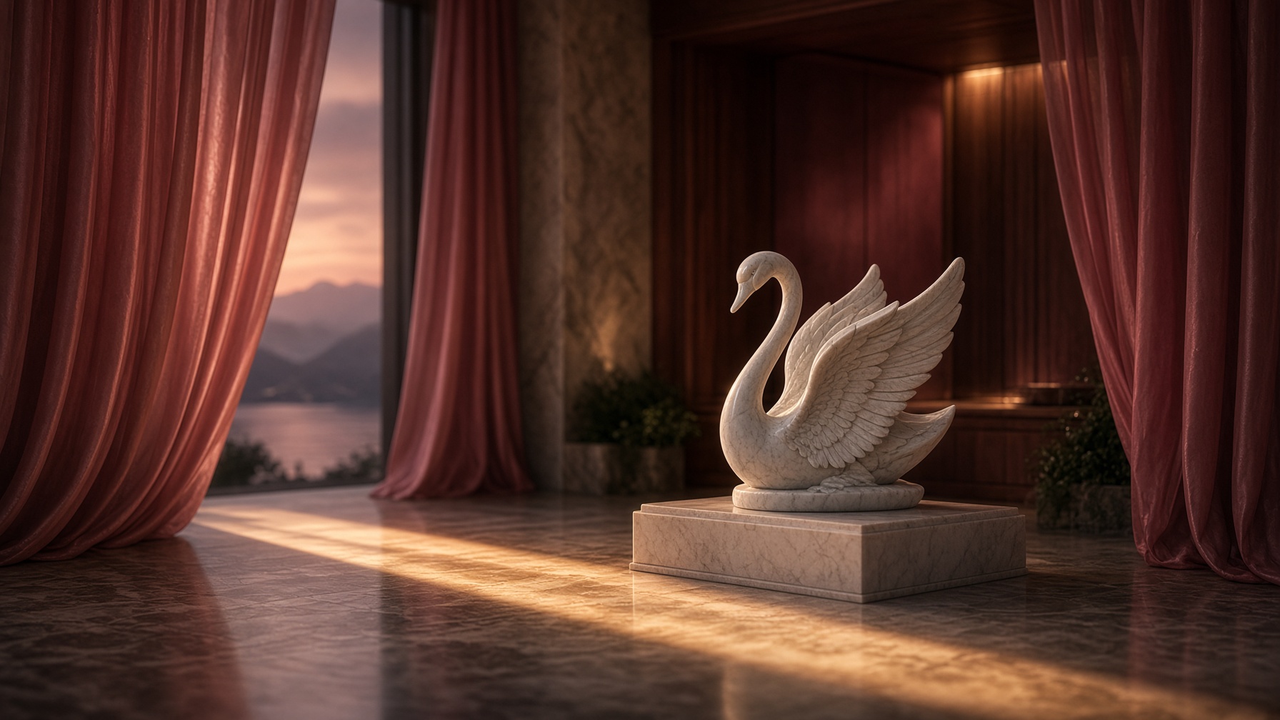 Marble swan in the Siana atrium